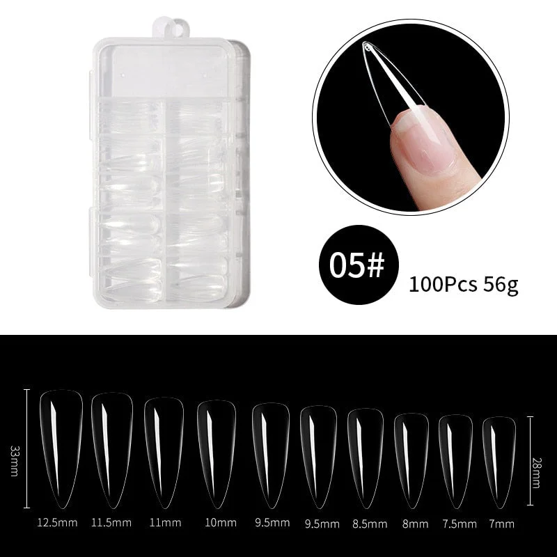 100Pcs False Full Nail Tips Quick Building Mold Tips Nail Dual Forms Finger Extension Nail Art UV extension Easy Find Nail Tools-Nail Inspo