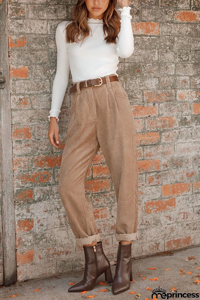 High Waisted Baggy Corduroy Pant