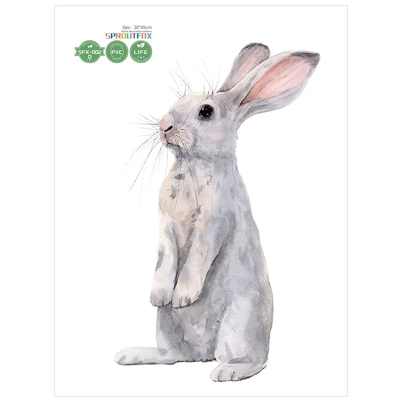 Color Wall Stickers For Kids Rooms Rabbits Christmas Home Decoration Accessories 2021 Bedroom Girl Vinyl Decorative 30*40cm