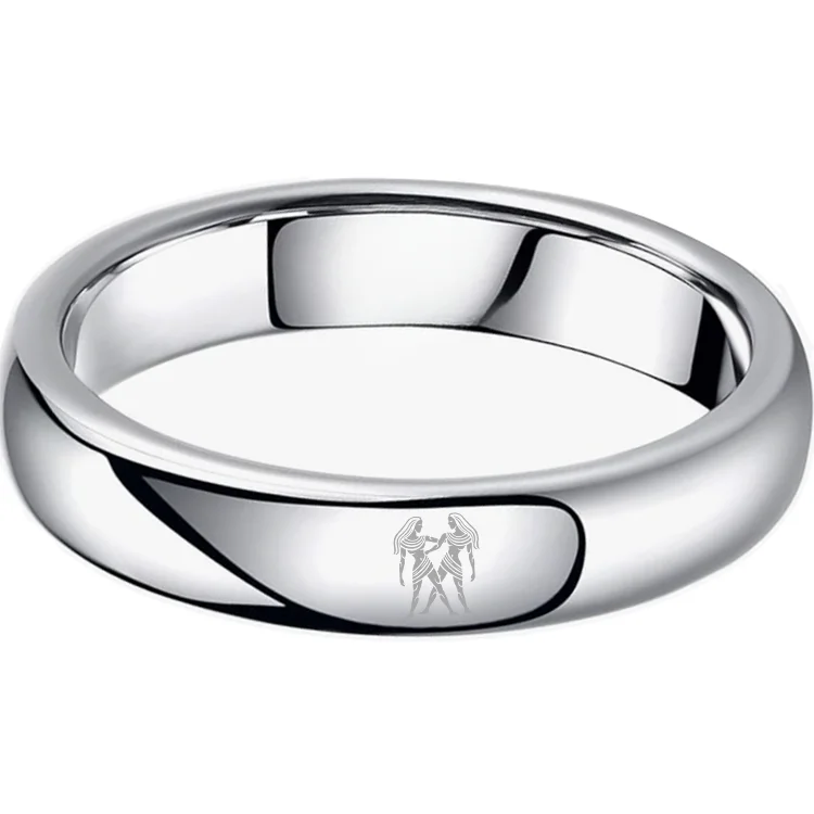 Womens Or Mens Gemini Tungsten Carbide Wedding Rings Sliver Domed Top Couples Bands 4MM 6MM 8MM