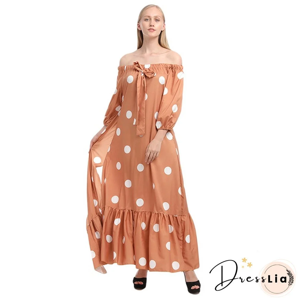 Women's Off-shoulder Polka Dot Summer Casual Boho Holiday Maxi Dress