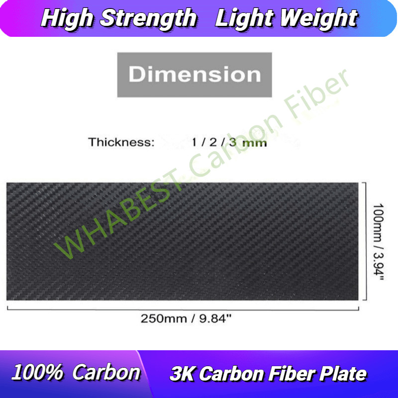 3K Carbon Fiber Plate 100x250mm 100%Pure Carbon Board  Carbon Fiber Material For RC UAV/Toys