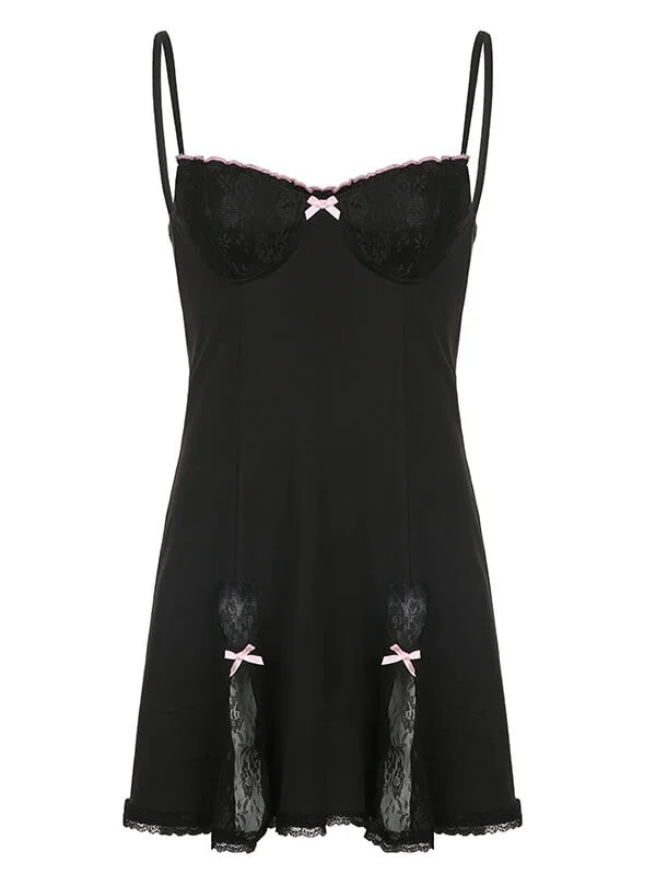 Sweet Bow with Lace Suspender Dress