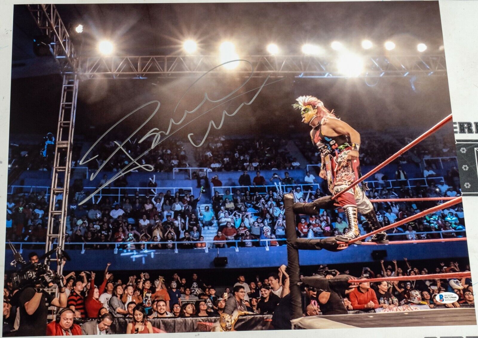 Psycho Clown Signed 16x20 Photo Poster painting BAS COA AEW AAA Lucha Libre Picture Autograph 66