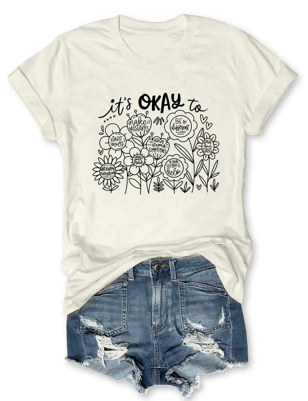 It's Okay To Boho Floral T-shirt