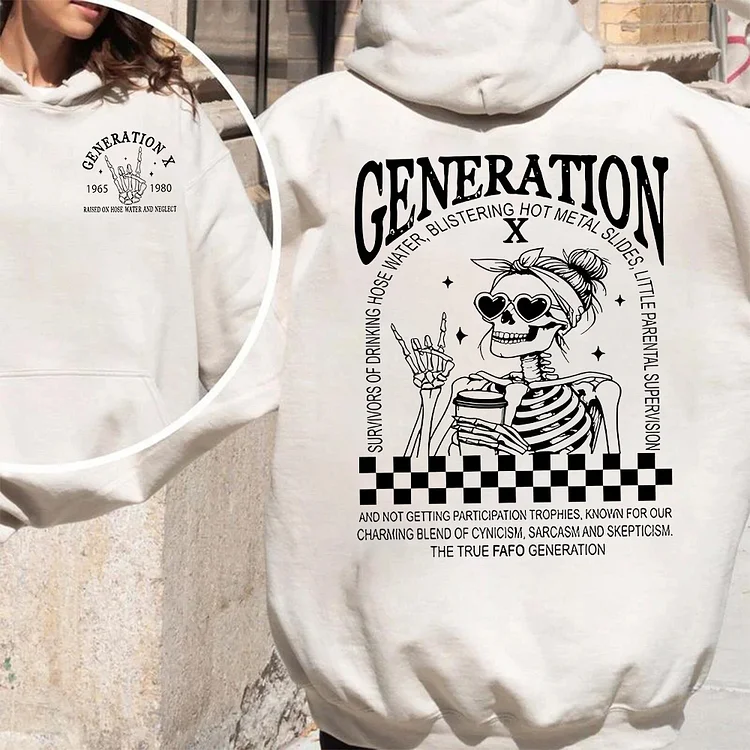 The Ture FAFO Generation X Skull Double-Sided Shirt, Generation X T-Shirt Gift, Gen X Sweatshirt, Generation X Hoodie