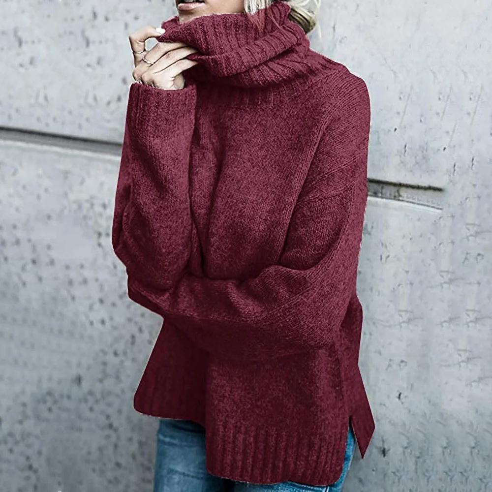 Vintage Irregular Turtleneck Long Sleeve Knitted Sweater