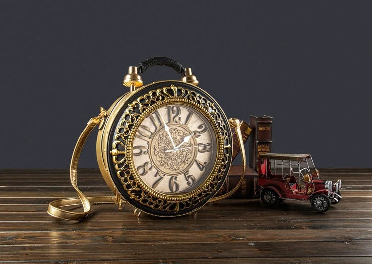 High Quality Pu Leather Handbags Fashion Real Clock Shoulder Bag Casual Crossbody Bags for Women Vintage Female Messenger Bags