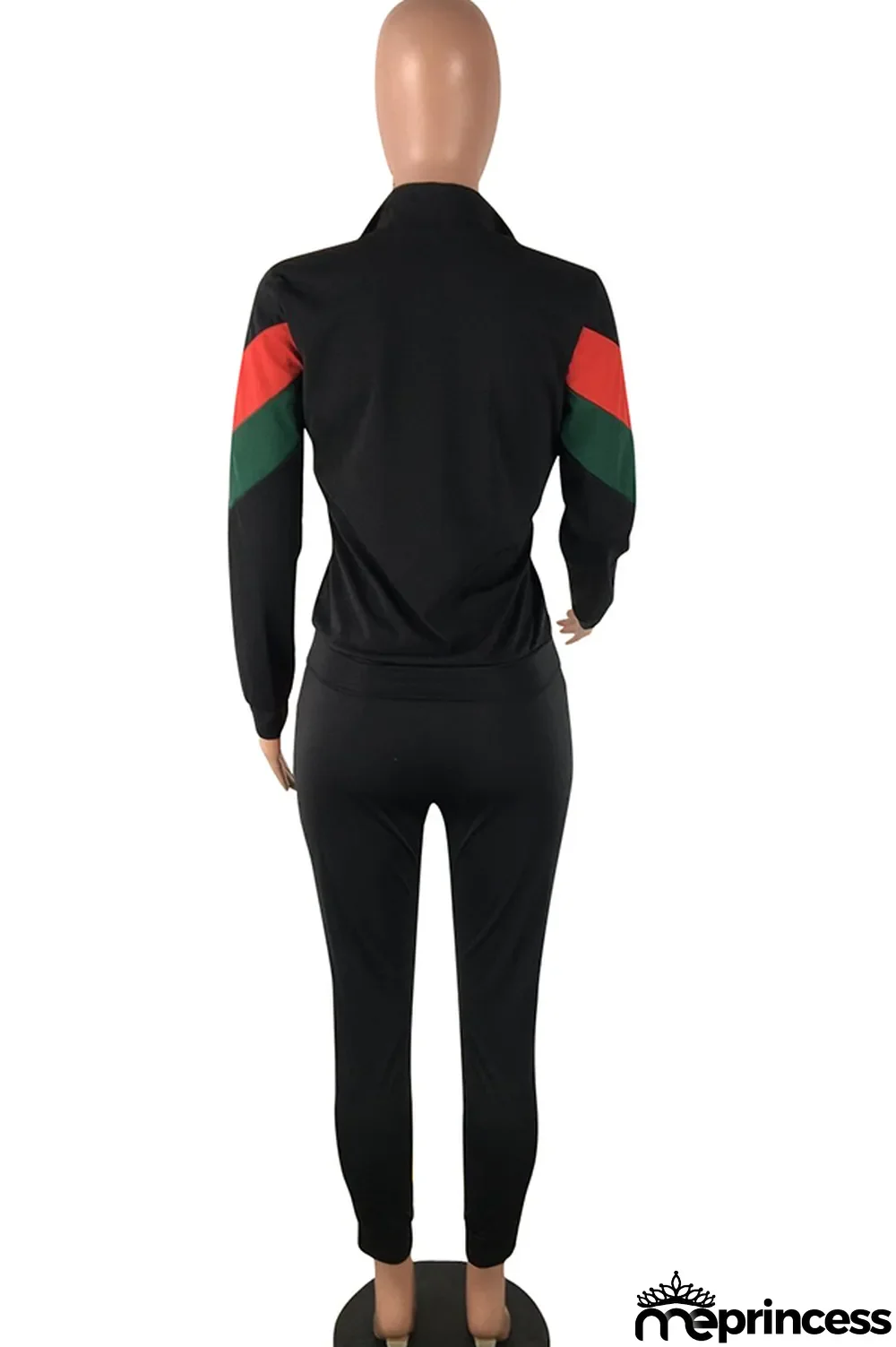 Blue Polyester Casual Two Piece Suits Patchwork Striped Straight Long Sleeve Two-piece Pants Set