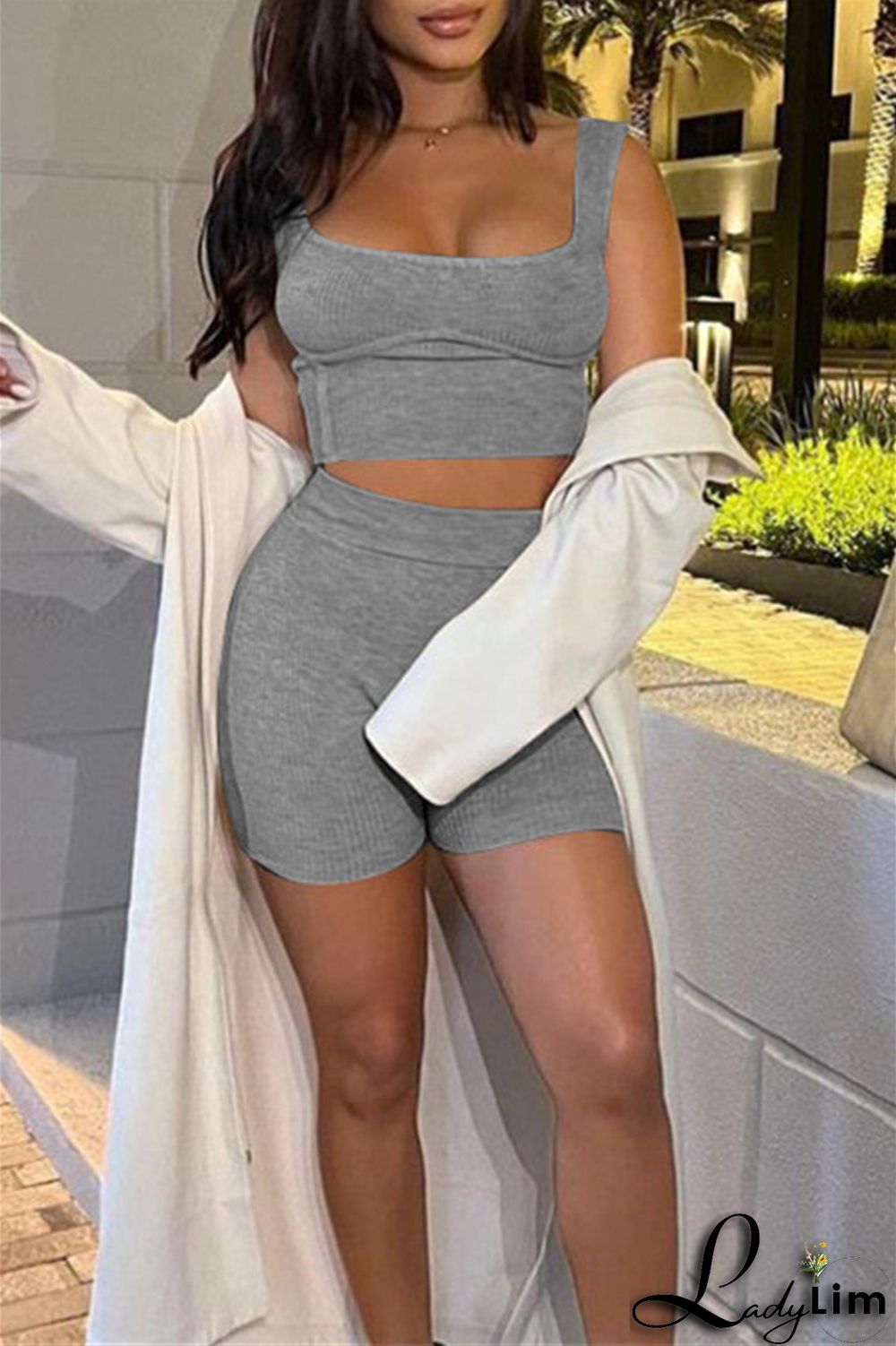 Black Sexy Casual Solid Basic U Neck Sleeveless Two Pieces