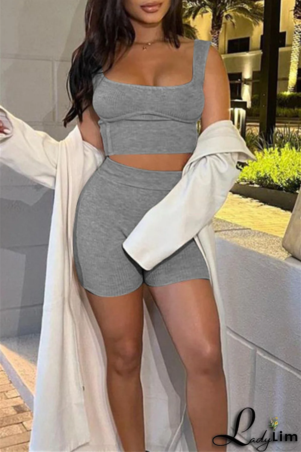 Black Sexy Casual Solid Basic U Neck Sleeveless Two Pieces