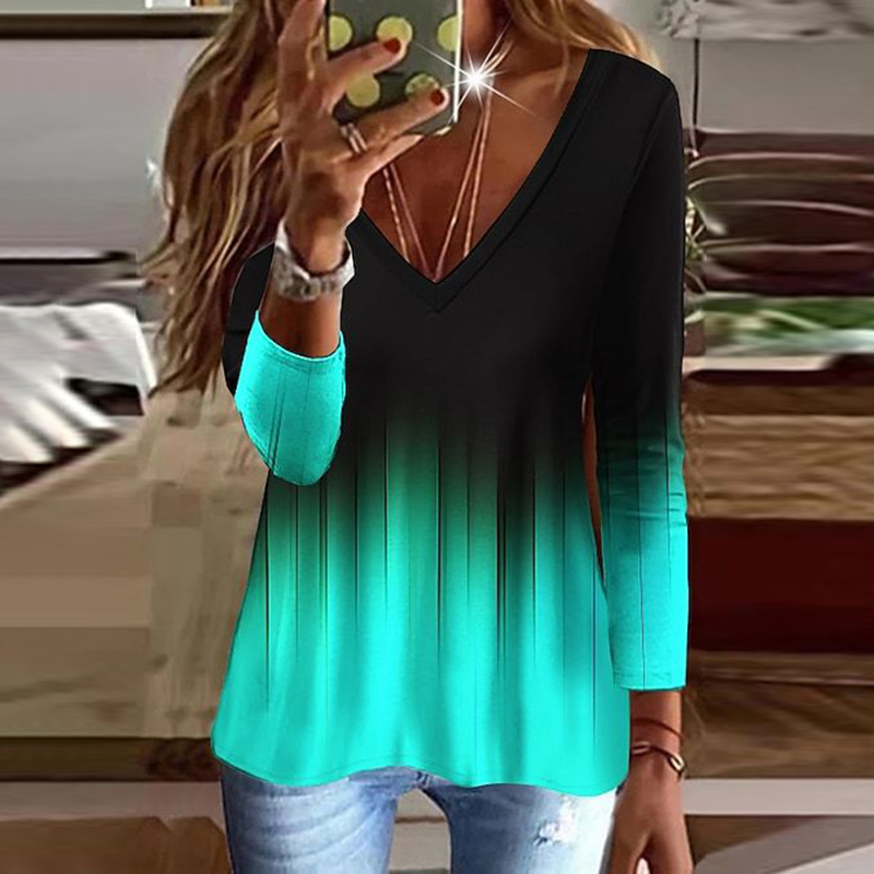  Western Graphic Color Block Printed Long Sleeve T-Shirt Westsshops