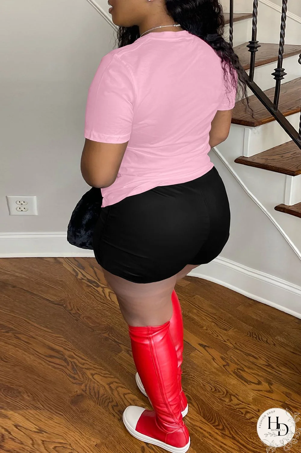 Red Casual Letter Print Basic O Neck Short Sleeve Two Pieces