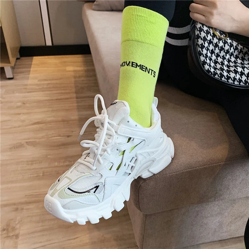 Brand Design Women Chunky Sneakers 2021 Summer Mixed Colors Women's Shoes Breathable Lightweight Ladies Dad Shoes Sport Shoes 211