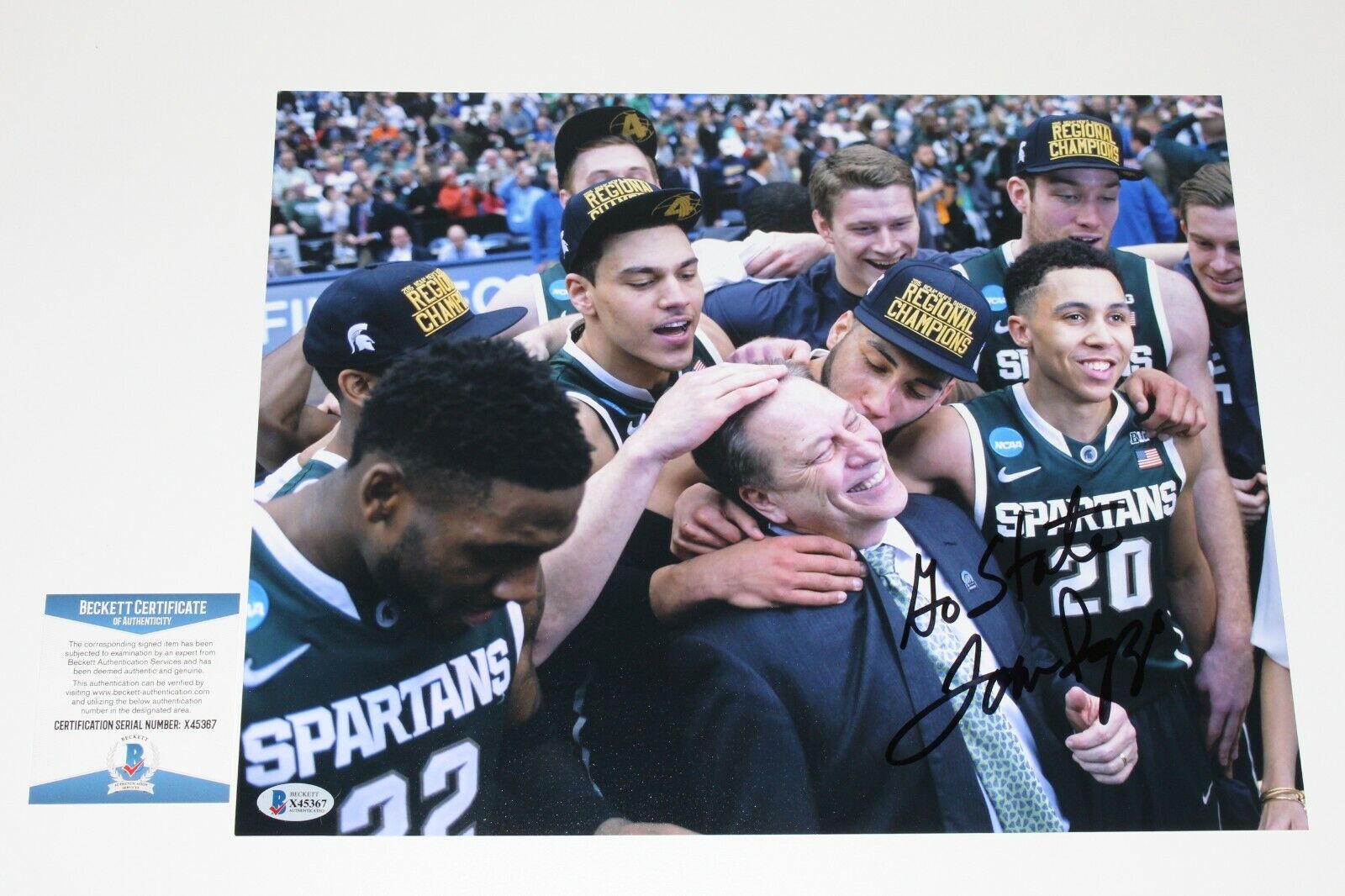 MICHIGAN STATE SPARTANS COACH TOM IZZO SIGNED 11x14 Photo Poster painting 1 BECKETT COA MSU