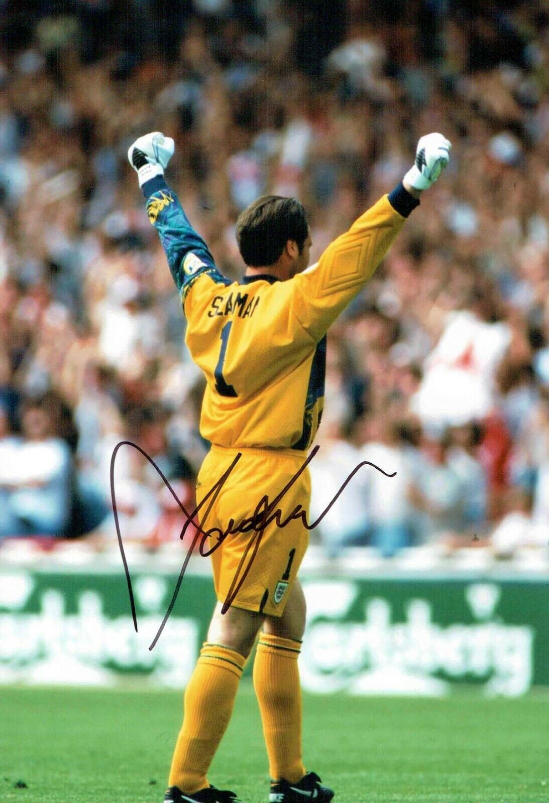 David SEAMAN England Goalkeeper Football Legend Signed Photo Poster painting 4 AFTAL RD COA