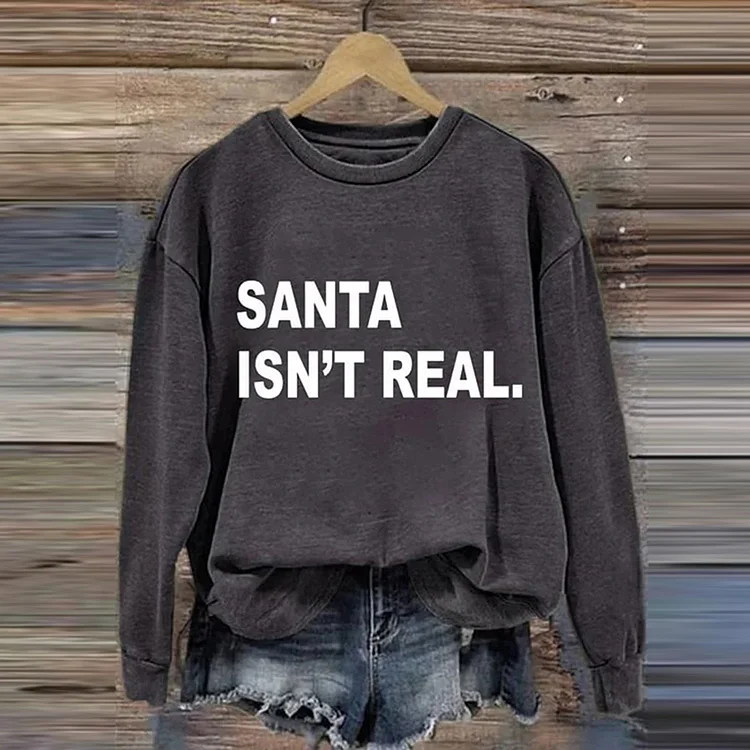 Simpfit Lässiges Sweatshirt mit Weihnachtsaufdruck „Santa Is&#39;t Real“.