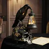 Resin Crow Skull Lamp Gothic Crow Night Light Handcrafted Retro Skull Lamp