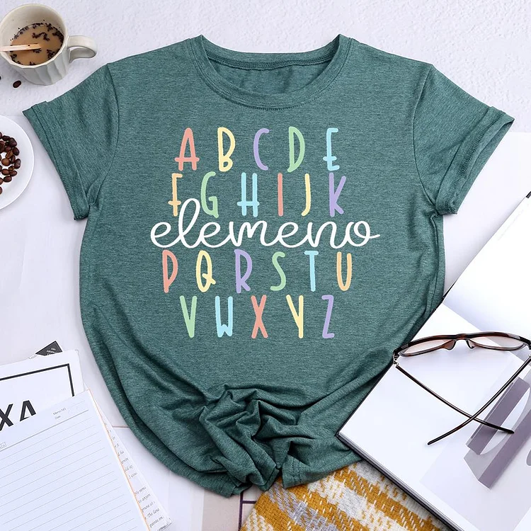 ABC Alphabet Elemeno  Round Neck T-shirt-018330-Annaletters