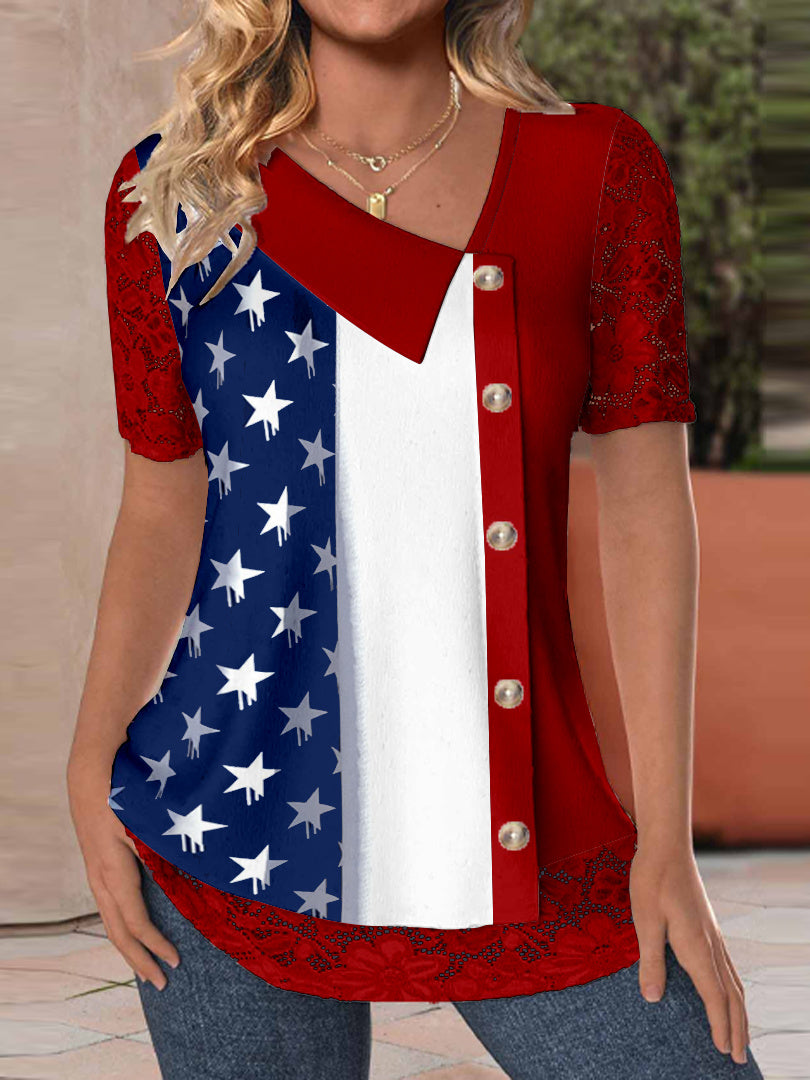 Women Long Sleeve V-neck Graphic Floral Printed Top