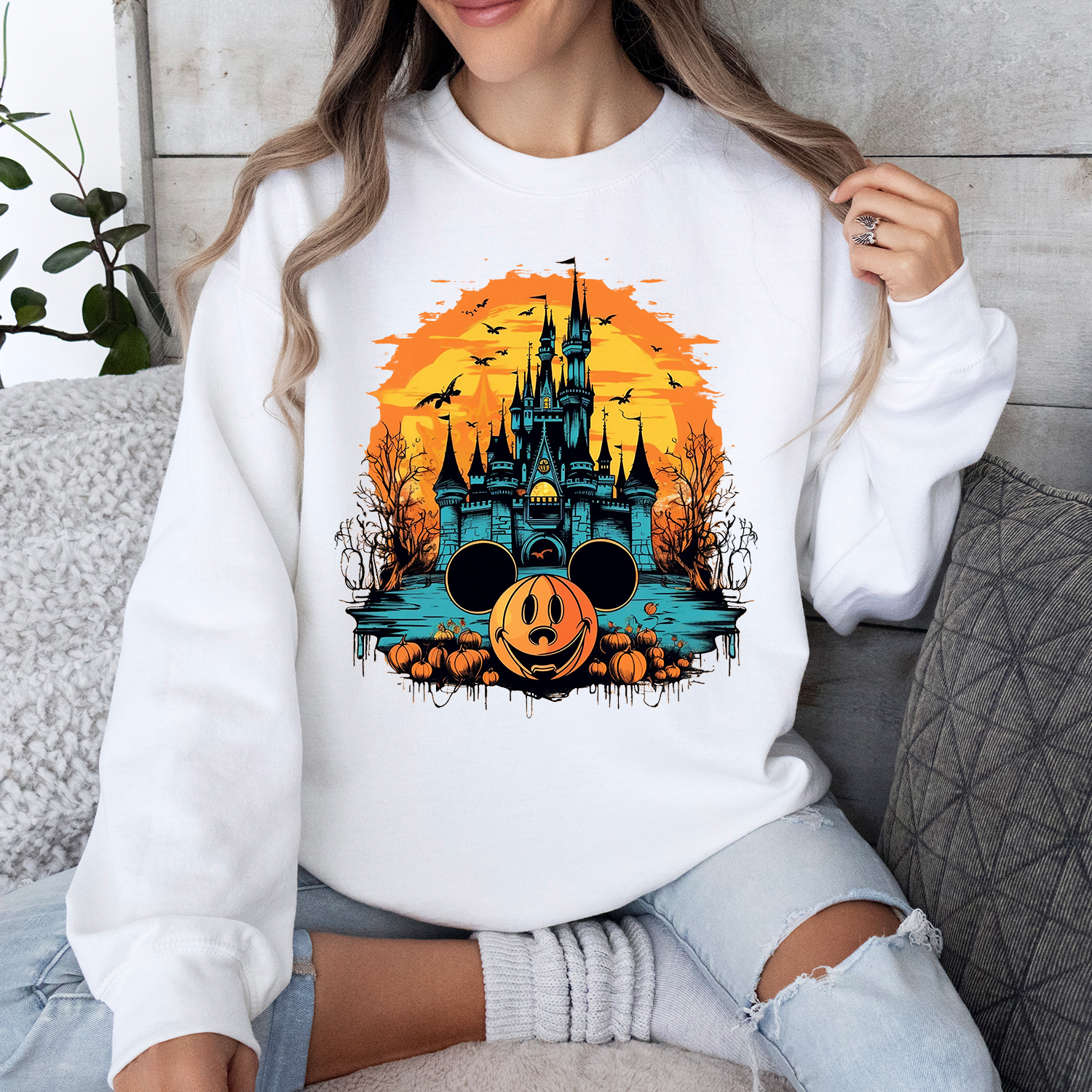 Loveyoufancy Halloween Magical Castle Mouse Sweatshirt