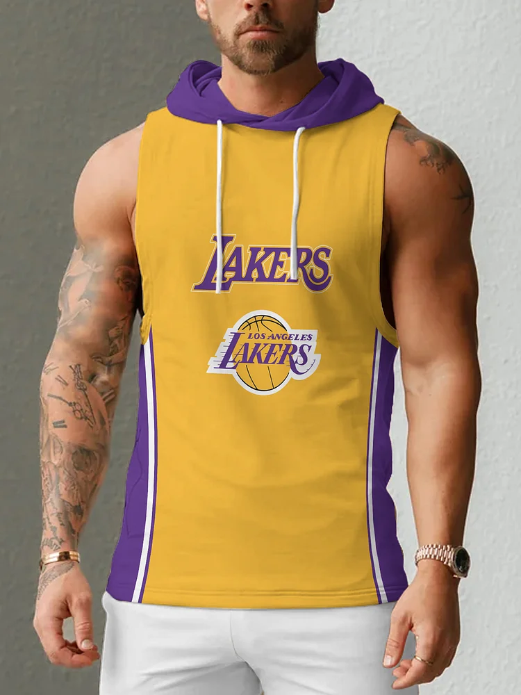 Los Angeles Lakers Men's Casual Comfy Sleeveless Hooded Tank Top