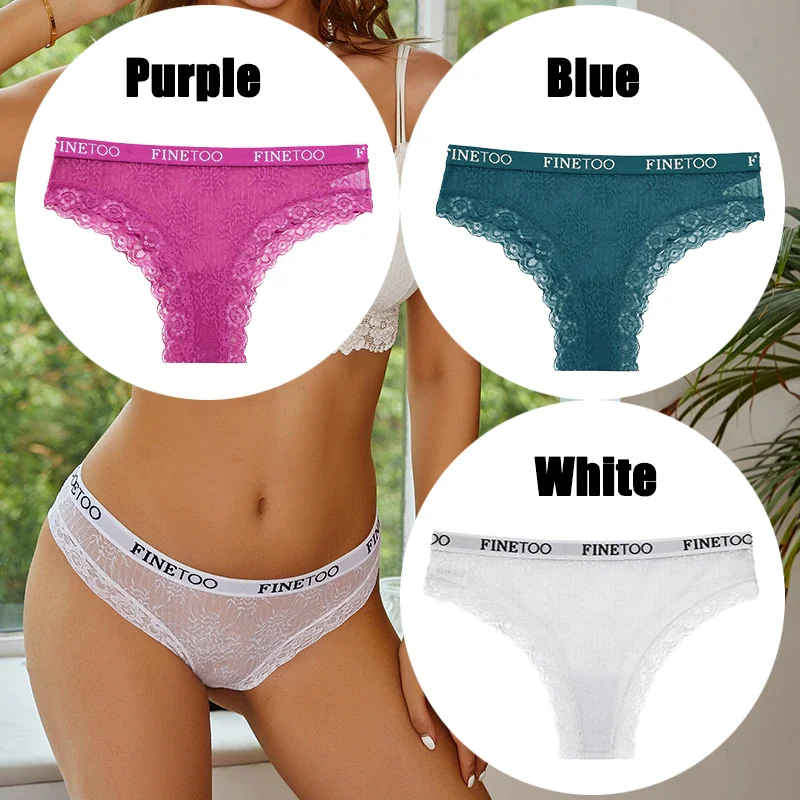 Billionm FINETOO Women Sexy Lace Panties Floral Perspective Underwear Intimates Brazilian Pant Female Breathable Thong Soft Lingerie