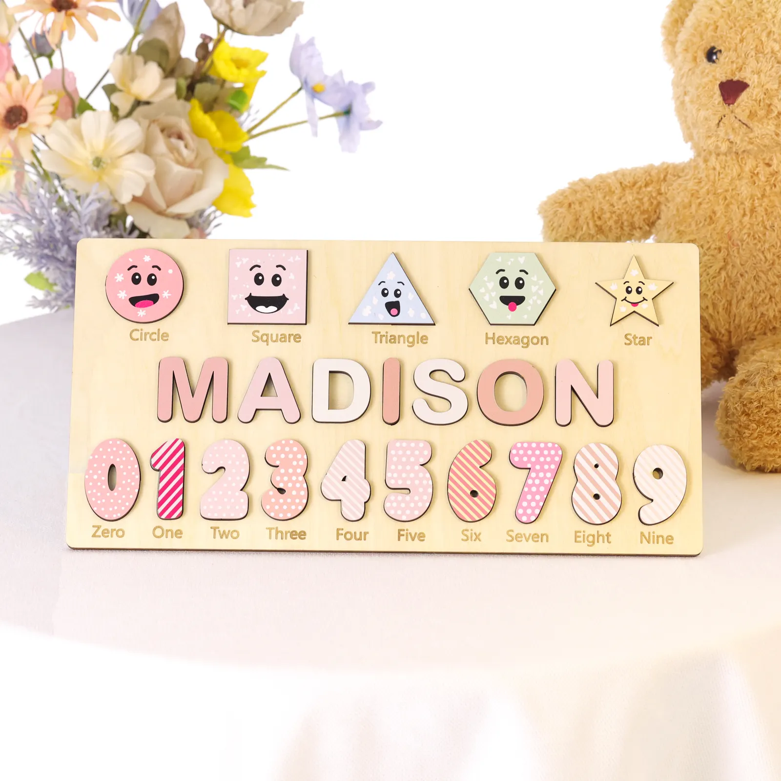 Personalized Wooden Name Puzzle, Custom Animals Wood Puzzle with Kids ...