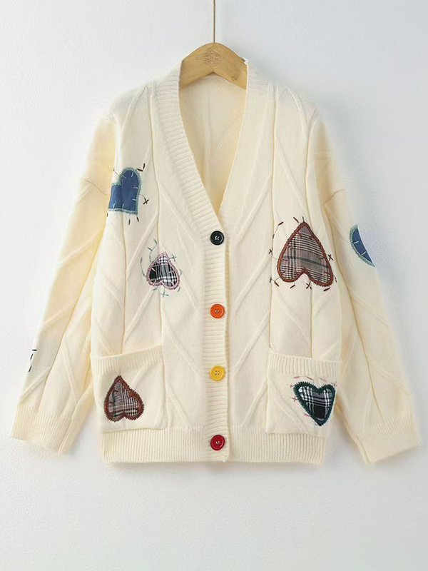 Loose Love Embroidery Knitted Blouse