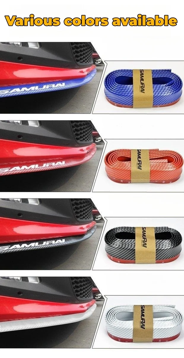 Car front lip anti-collision carbon fiber rubber strip