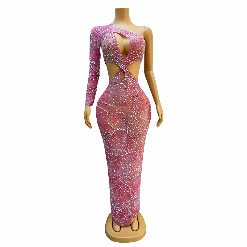 GOOSHOE One-Shoulder Sleeveless Backless Bodycon Long Maxi Dress Ladies