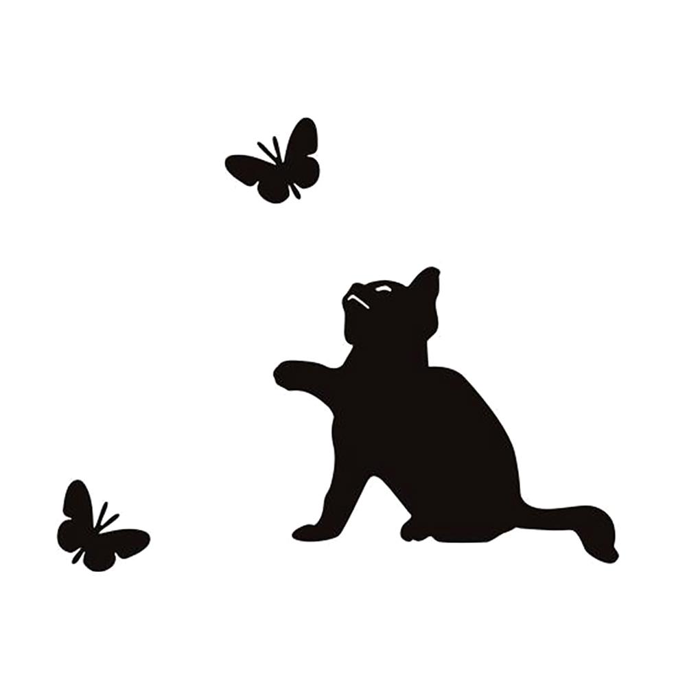 

Cat Butterfly Printed PVC Waterproof Self-adhesive Removable Wall Stickers, 501 Original