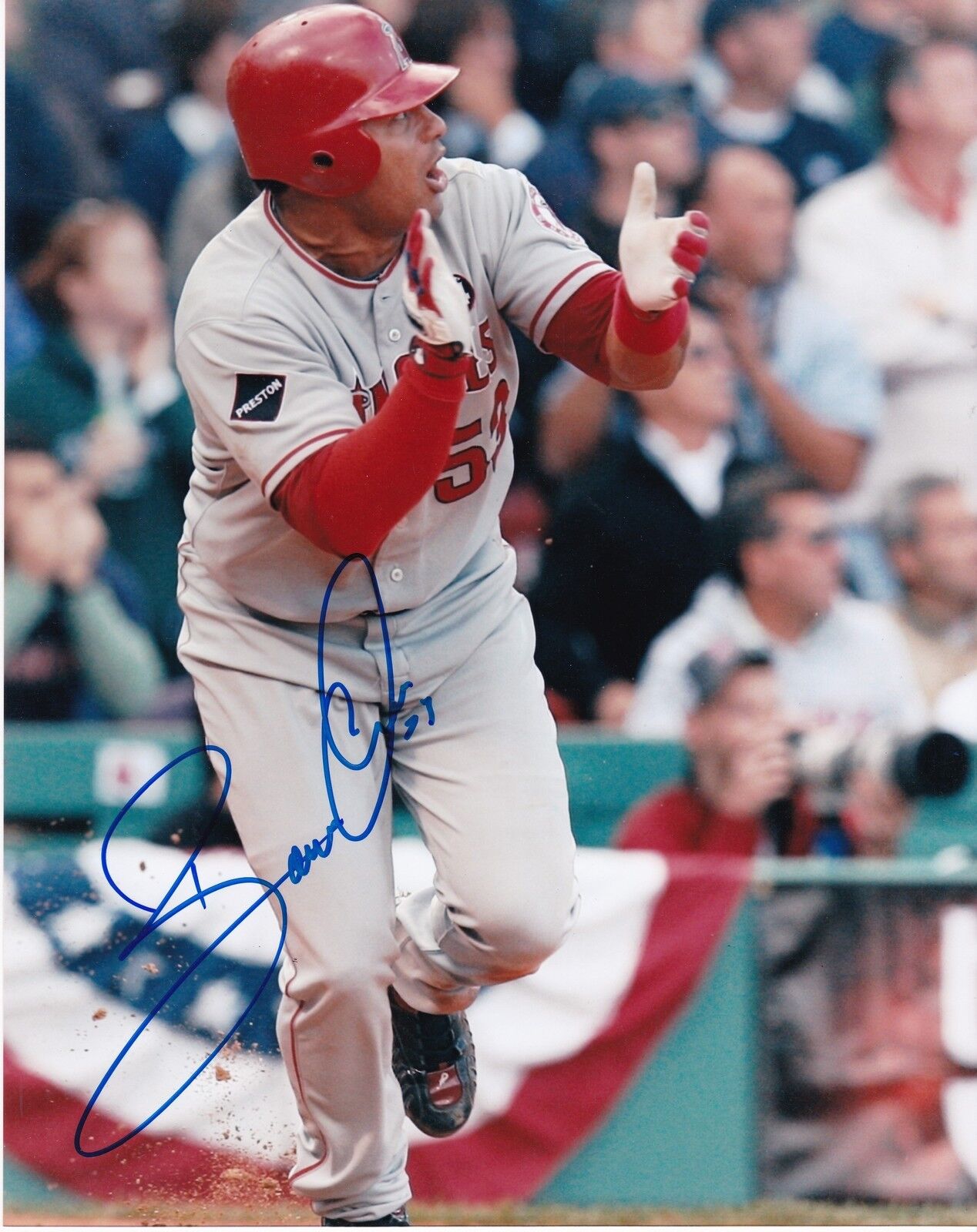 BOBBY ABREU ANAHEIM ANGELS ACTION SIGNED 8x10