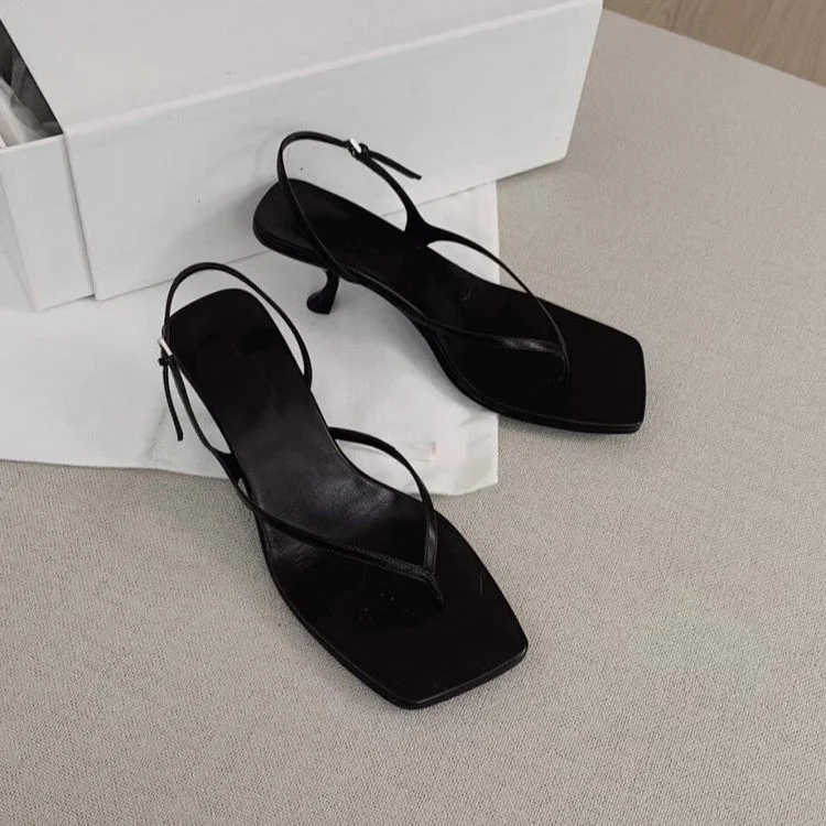 Yyvonne High Heels Women's Summer New Lame Heel High Heel Sandals Behind Stumbling Cat And Characters Square Cool Slippers