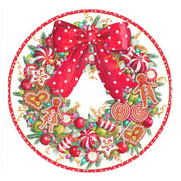 Christmas Wreath (40*40CM) 11CT Stamped Cross Stitch gbfke