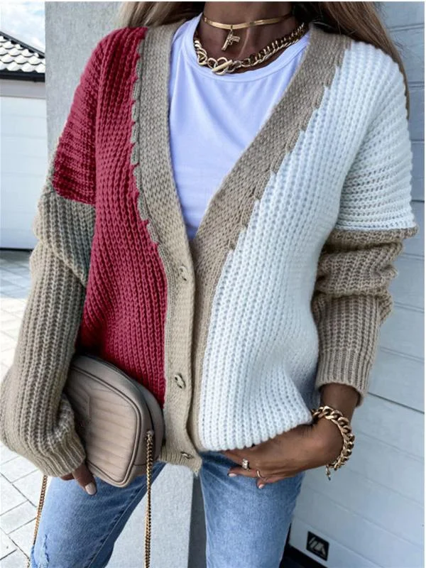 Women's Long Sleeve V-neck Cardigan Sweater Top