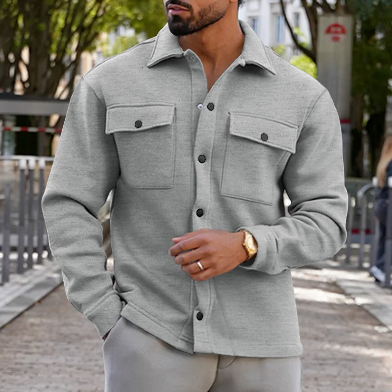 PASUXI Wholesale Plus Size Casual Single Button Pocket Tops Design Long Sleeve Solid Vintage Blend Wool Jacket For Men