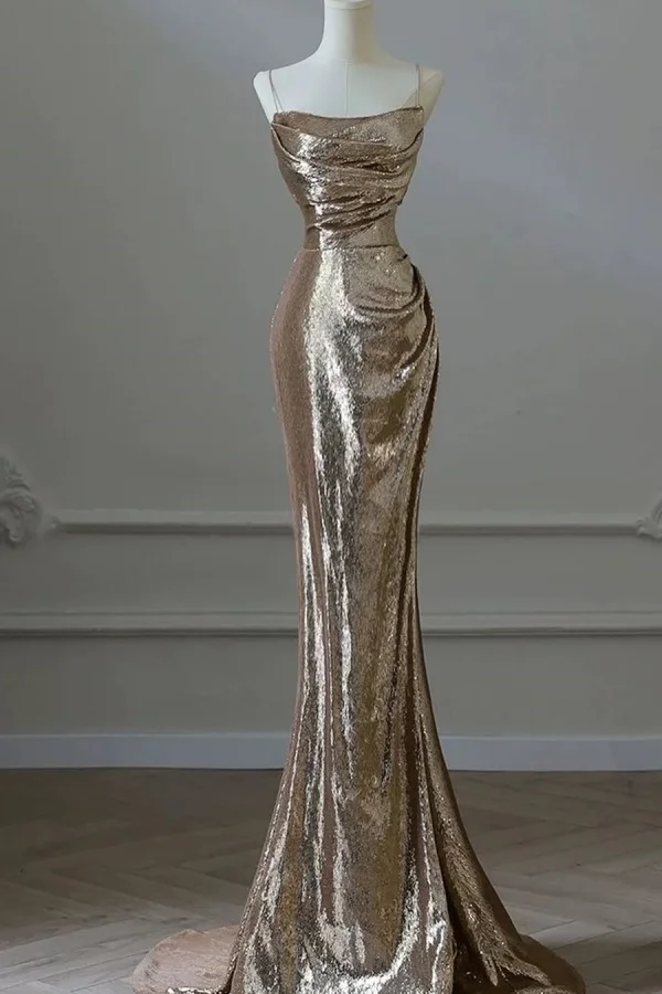 Gorgeous Sequins Mermaid Spaghetti-Straps Prom Dress ZT0635