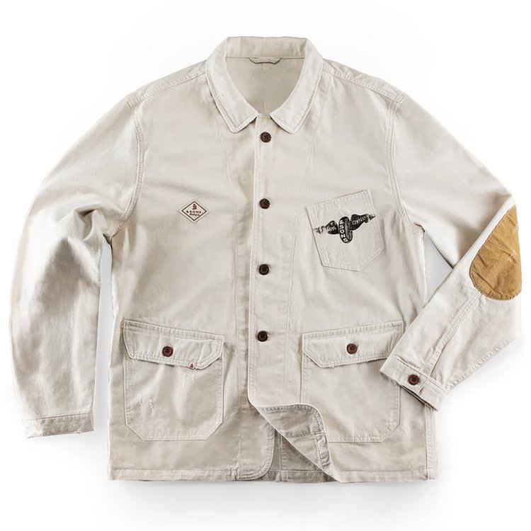 Vintage Light Corduroy Elbow Patch Jacket