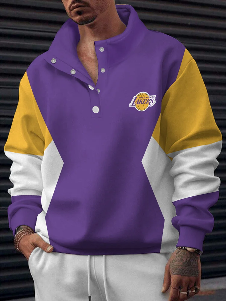 Los Angeles Lakers 2025 New Design Casual Snap Mockneck Pullover