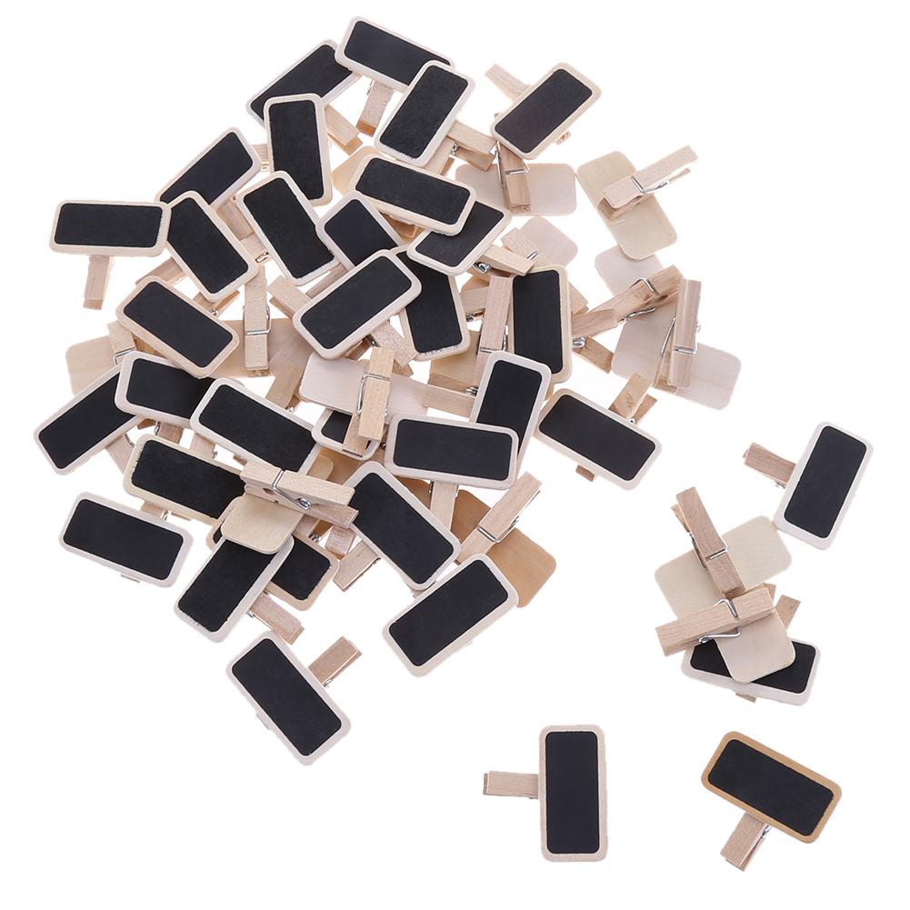 

50Pcs Mini Wooden Blackboard Clamps Note Folder Photo Clip Mark Diy Decor, 501 Original