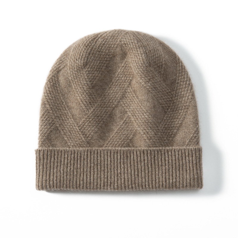 100% Cashmere Cuffed Beanies Twill Weave REAL SILK LIFE