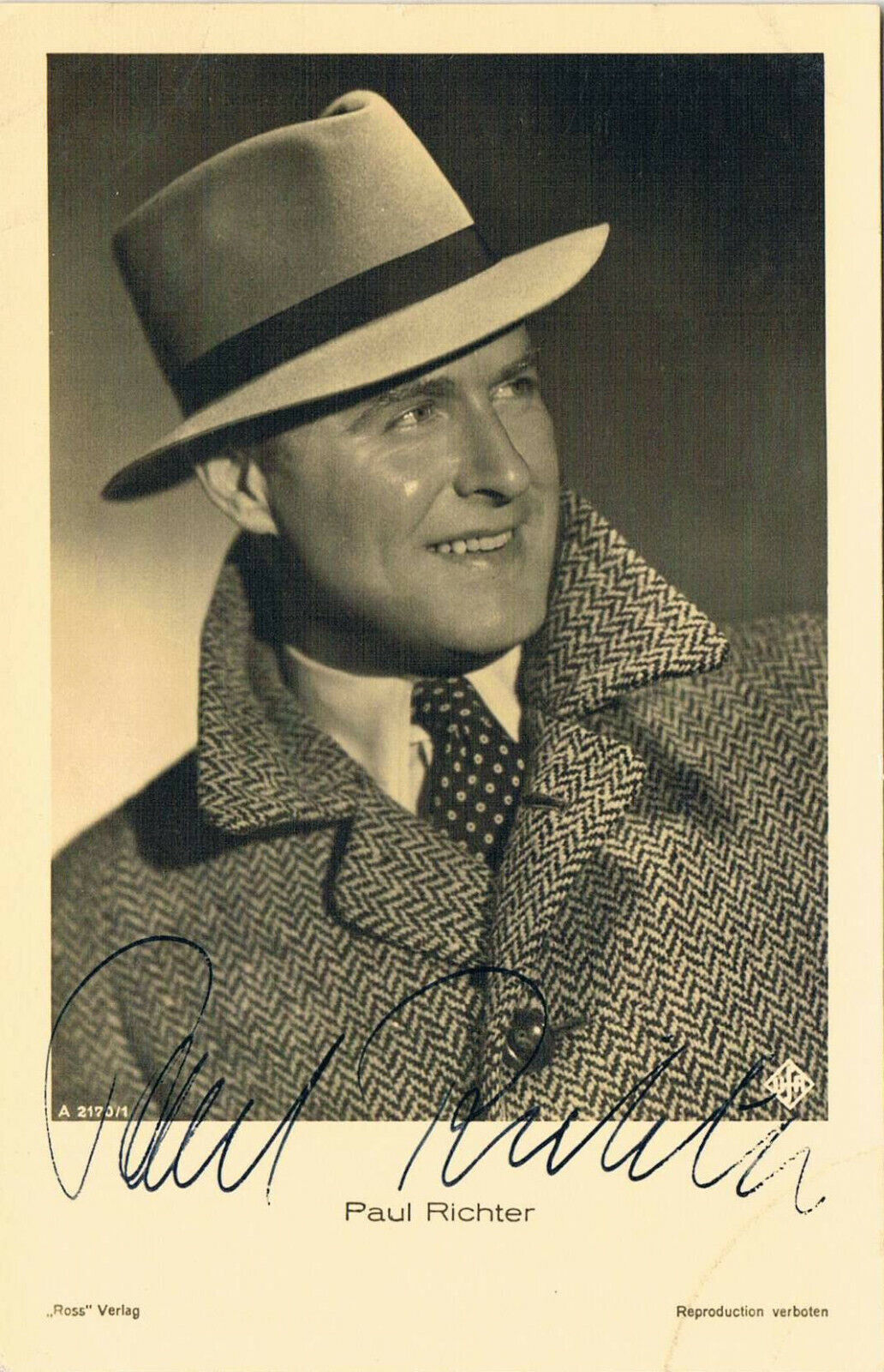 Paul Richter 1887-1961 autograph signed postcard Photo Poster painting 3.5x5.5