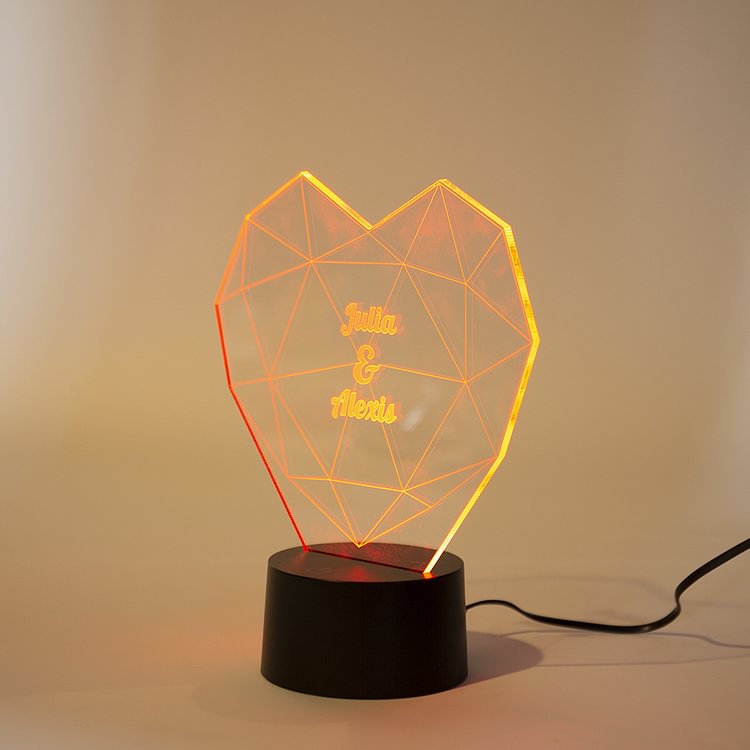 Lámpara 3D Ilusión Luz de noche LED personalizada con 2 nombres
