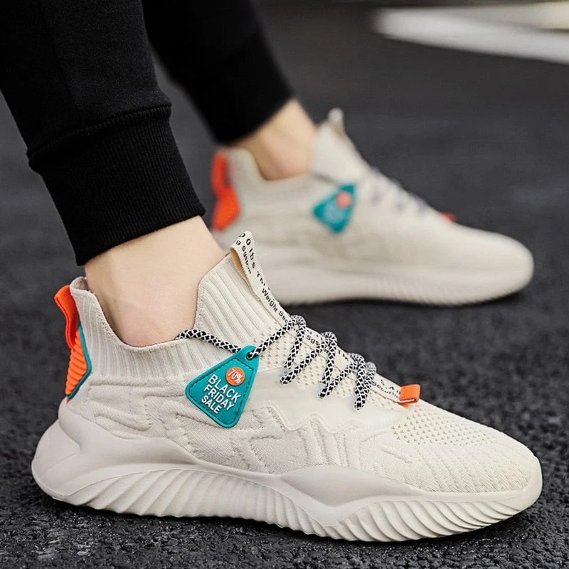 Men's Casual Shoes Lightweight Breathable Running Sneakers Stretch Fabric Lace Up Men Shoes Spring Autumn 2021 Tenis Masculino