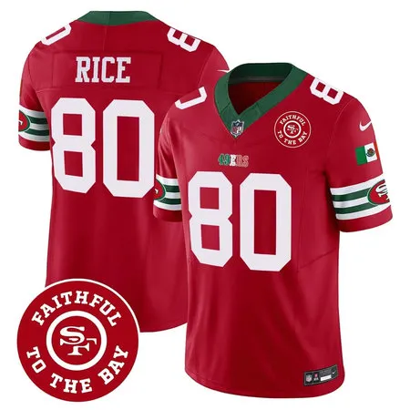 Men's San Francisco 49ers #80 Jerry Rice Red Mexico Faithful To The Bay Patch Vapor F.U.S.E. Limited Jersey