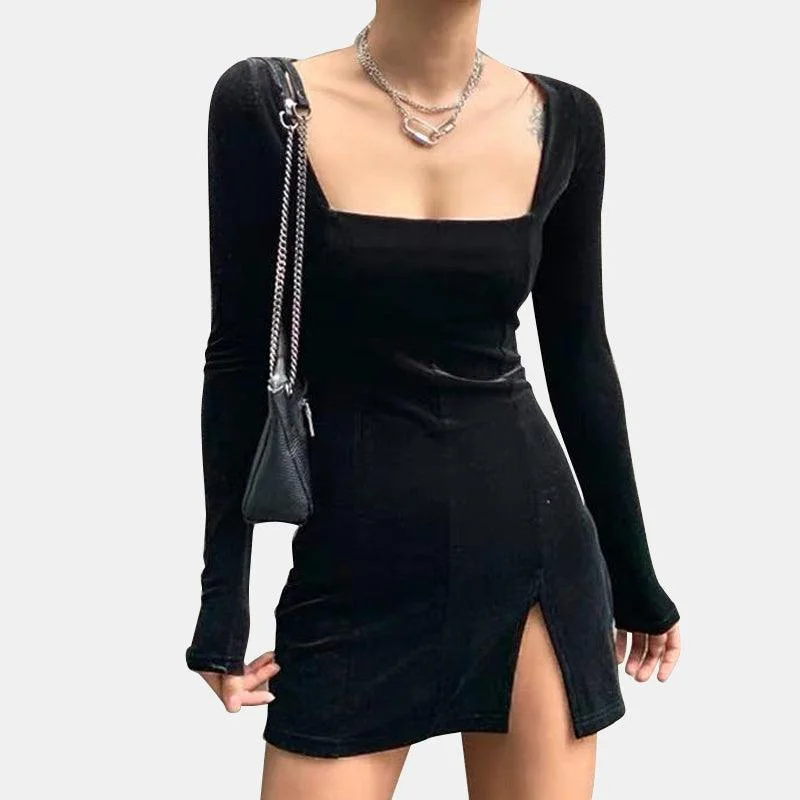 Vintage Slit Velvet Dress