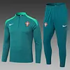 2024 Portugal Half-Pull Training Suit Dark Green Football Jersey 1:1 Thai Quality