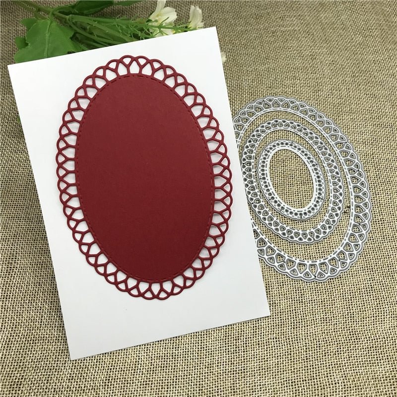 3pcs/set Oval Circle Scallop Fram Metal Cutting Dies for DIY Scrapbooking Album Paper Cards Decorative Crafts Embossing Die Cuts
