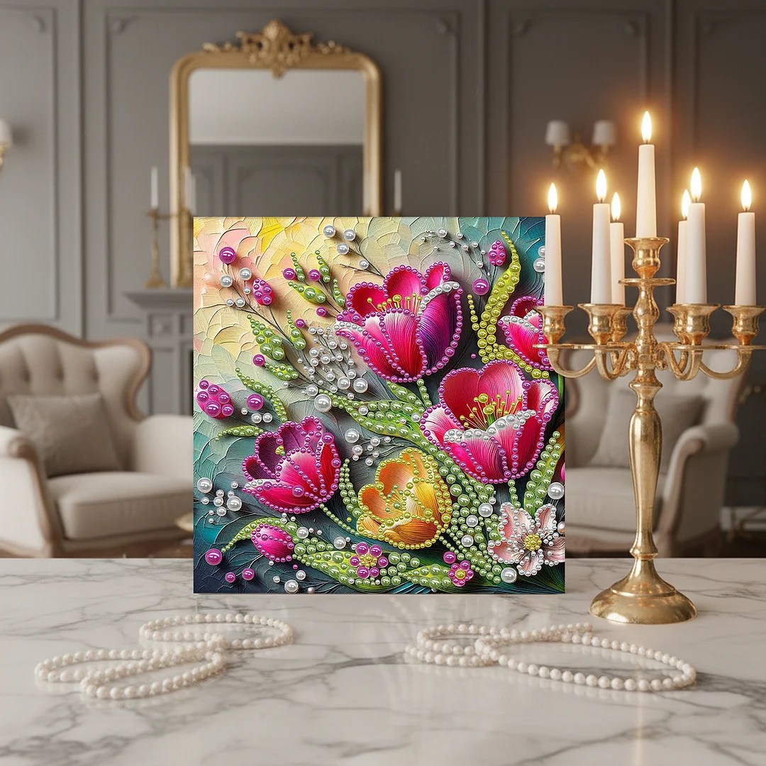 Tulip - DIY Pearl Diamond Art Kit With Frame 30*30cm